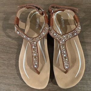 Aetrex Brown Beaded Women's Sandals